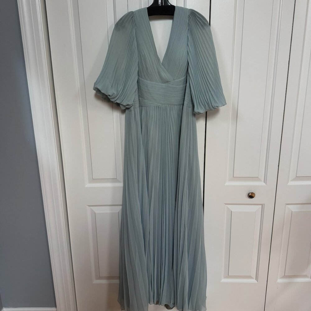 Teri Jon Grey-Blue evening gown
